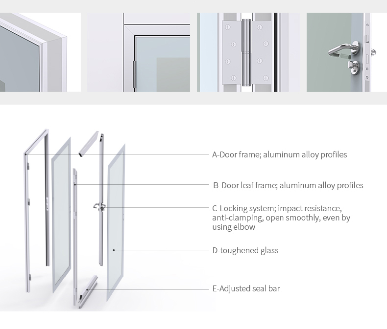 Interior Hospital Single Leaf Glass Door / Glass Sliding Door detail 4